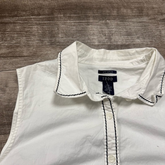 Izod White Button Front Sleeveless Top Size 14 - Picture 2 of 6
